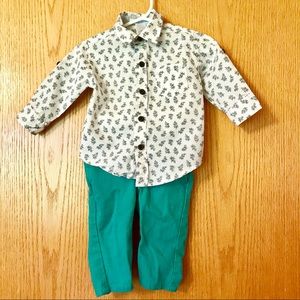 Janie and Jack green foliage outfit 3-6m